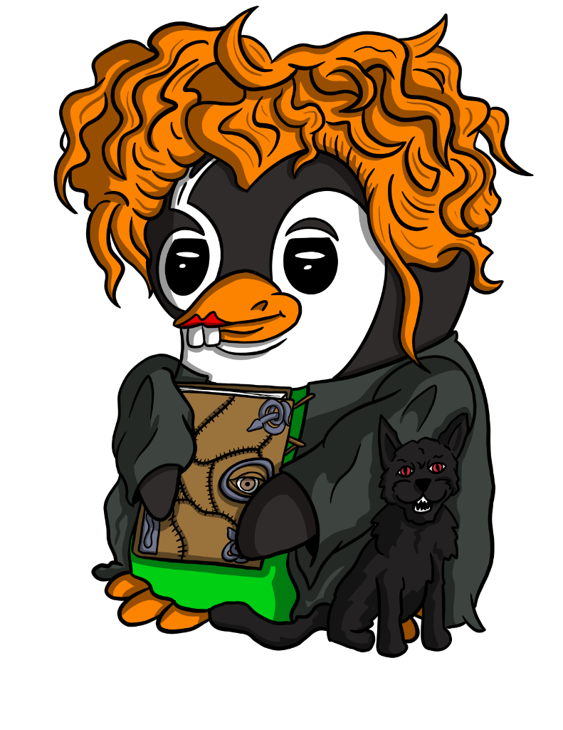 Winnie Glytch Mascot with Spellbook and Binx